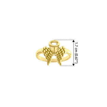 Angel Wings Halo Solid Yellow Gold Ring GRI1549